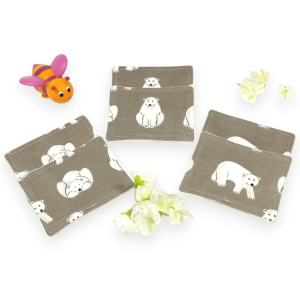 Lingettes bébé lavables coton bio Ours Polaire – lot de 6 réutilisables