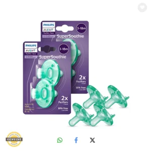 1 LOT Philips Avent Soothie 3-18 Mois Orthodontic Baby Pacifiers, 100 % Silicone Pacifiers, One Piece, BPA-Free, Vert
