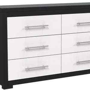 Barton commode double 6 tiroirs , java & blanc