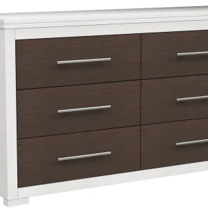 Barton commode double 6 tiroirs , noyer & blanc