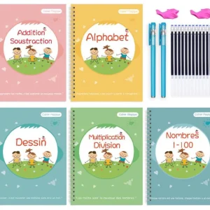 ⭐ 5 cahiers d’écritures magiques ⭐ à encre effaçable ⭐ Pack complet pour enfants de + de 3 ans ⭐FRANCAIS ⭐ ANGLAIS ⭐OU ARABE