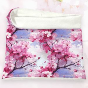 Snood femme polaire chaud fleurs de cerisier – création artisanale Oeko-Tex