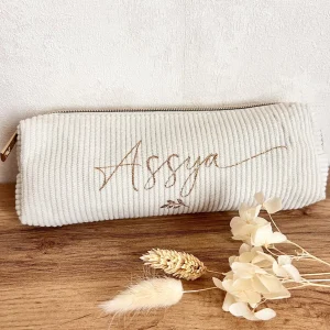 Trousse personnalisée en velours côtelé