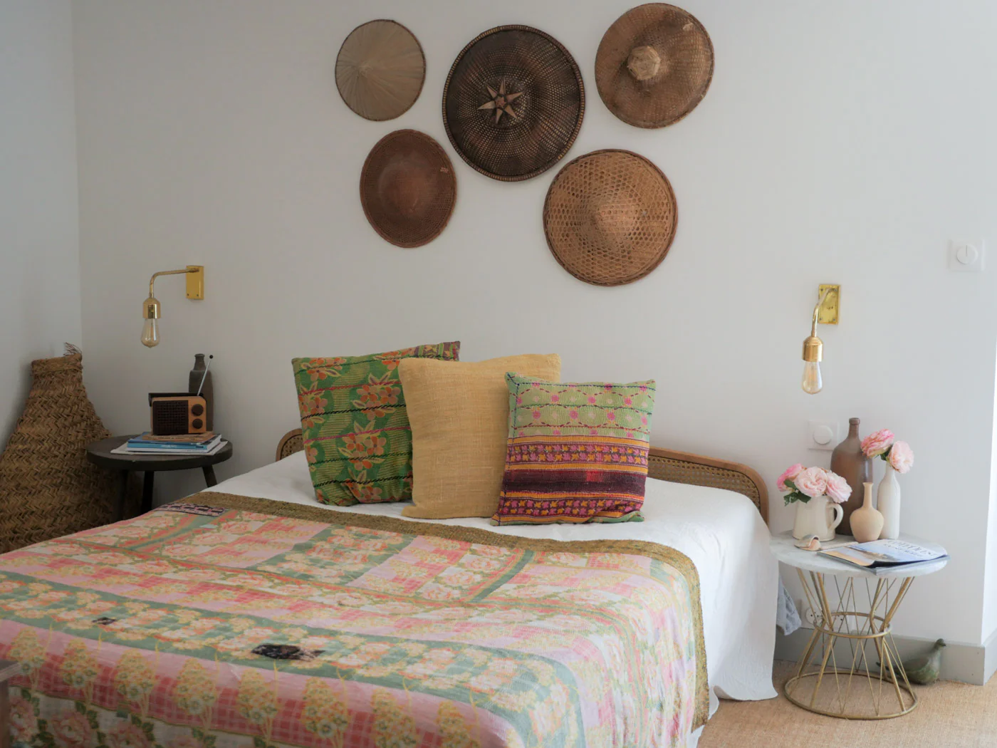 Couvre-lit Kantha Vintage en Coton Recyclé  No.118 "May in the Garden"