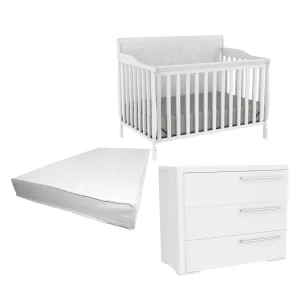 Ensemble bébé 3 pièces blanc Boobeyeh lit adriana et table alex