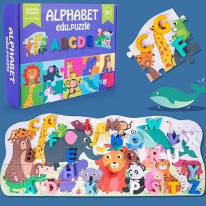 Jeu de puzzle en bois  avec alphabet et animaux | Puzzle créatif pour raconter des histoires | Stimuler l'imagination des enfants | Jouets Montessori/Jouets éducatifs pour l'éveil des enfants (garçons et filles de 3 ans et plus)