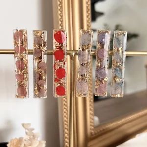 Barrette résine et fleurs séchées barre