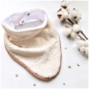 Bavoir bandana en gaze à pois or