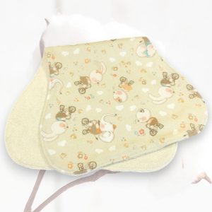 Bavoir d’épaule Anti régurgitation en coton bio GOTS – Oursons en vélo, doux et absorbant pour bébé