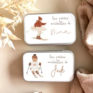 Boîte personnalisée pour médailles de ski enfant
