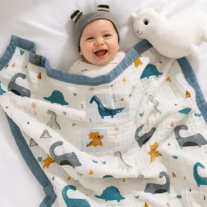 Couverture bébé naissance en mousseline de coton 110x110cm | Mousselina™