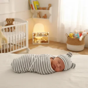 Couverture d’Emmaillotage Bébé 0-6 Mois en Coton et Bonnet | Noony™