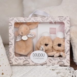 Coffret Chaussons et Doudou lapin beige