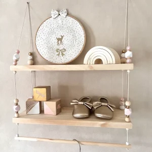 Etagère balançoire rose et doré