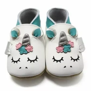 Chaussons Bébé Cuir Souple – Licorne