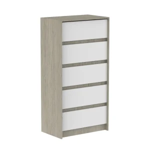 Commode 5 tiroirs blanche et grise alex pour bébé et enfant