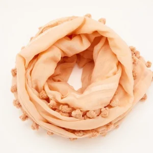 Echarpe dupatta pom pom, corail