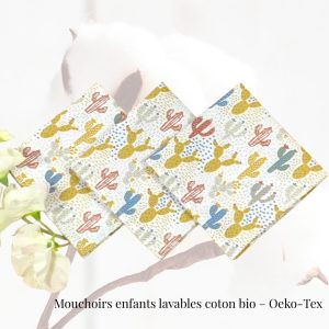 Mouchoirs enfants en coton bio lavables – Doux, réutilisables en tissu certifiés Oeko-Tex