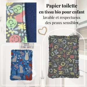 Papier toilette en tissu bio enfant – Lavable, doux et zéro déchet