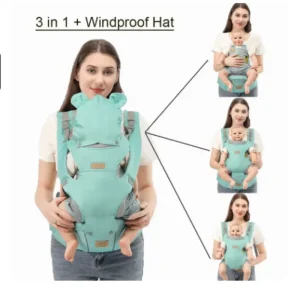 Porte-bébé sac à dos bretelles pour enfant de 0 à 36 mois avec chapeau coupe-vent et bandes lumineuses