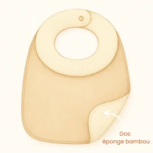 Sur mesure – Bavoir bébé réversible col rond en coton & éponge bambou