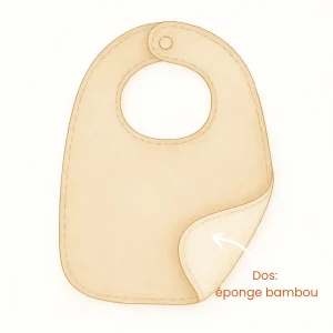 Sur mesure – Bavoir réversible col rond en coton & éponge bambou