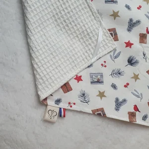 Edition limité: Torchon de Noël 50x70 cm – Coton nid d’abeille & tissu Noël | Fait main