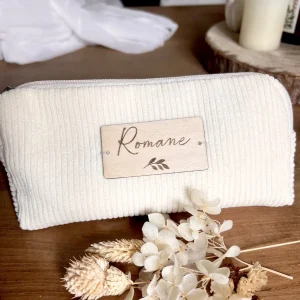 Trousse personnalisée en velours étiquette rectangulaire